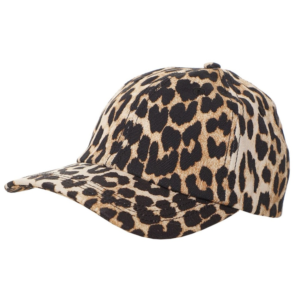 Ganni Brown and Black Animal Print Hat